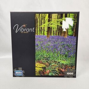 New Sealed Mega Puzzles Vibrant "View Through the Woods" 1000 Pc Floral Forest